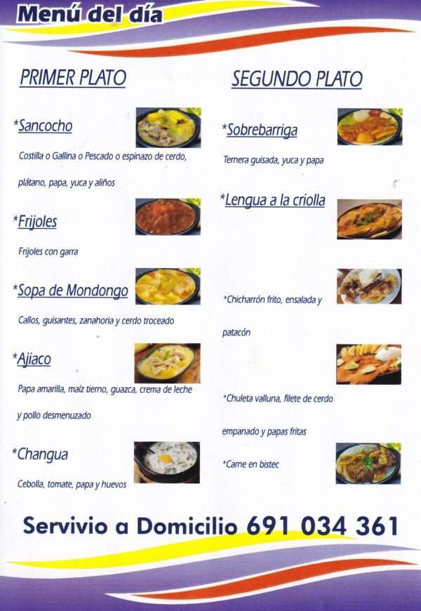 Menú Del Dia (Comida Colombiano) (Pto. Del Rosaría Fuerteventura)